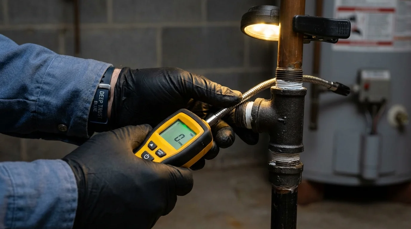 Gas leak detection with electronic sniffer by Johns Plumbing LLC in Mission Viejo