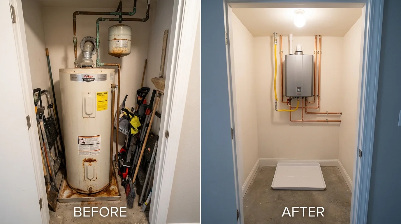 Tank water heater versus wall-mounted tankless unit comparison for Mission Viejo, CA homeowners